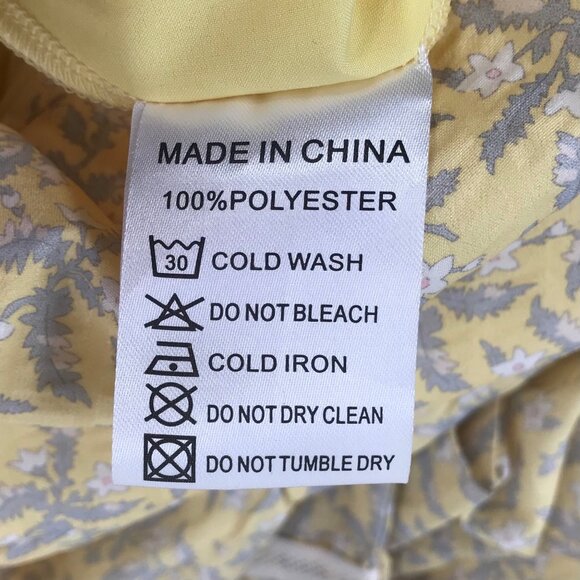 Vintage Style Yellow Floral Cottagecore Prairie Long Sleeve Ruffle Dress / Large - Picture 8 of 8